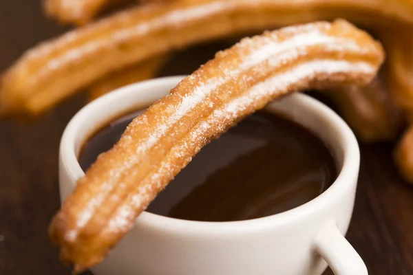 Deliciuos spanish Churros with hot chocolate Stock Image