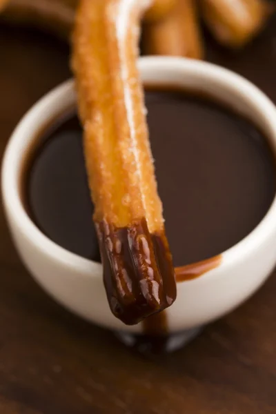 Deliciuos spanish Churros with hot chocolate Stock Image
