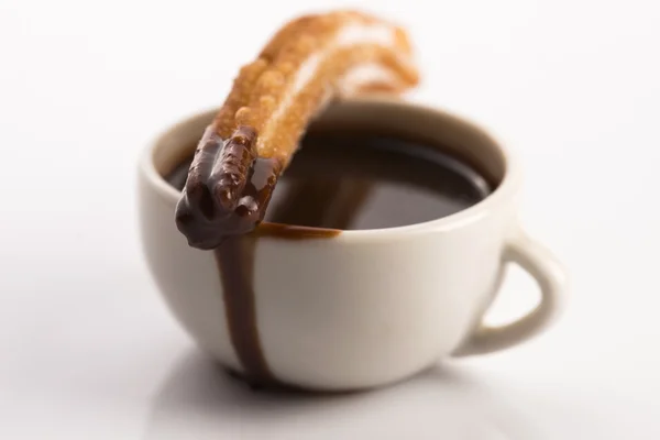 Deliciuos spanish Churros with hot chocolate — Stock Photo, Image