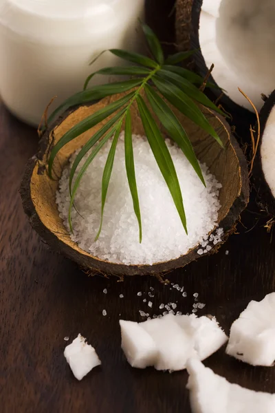 Coco bath. coconut with sea salt — Stock Photo, Image