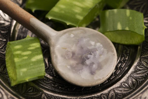 Aloe vera juice with fresh leaves — Stock Photo, Image