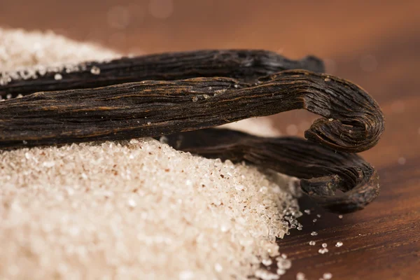 Vanilya şekeri ve vanilya fasulye — Stok fotoğraf