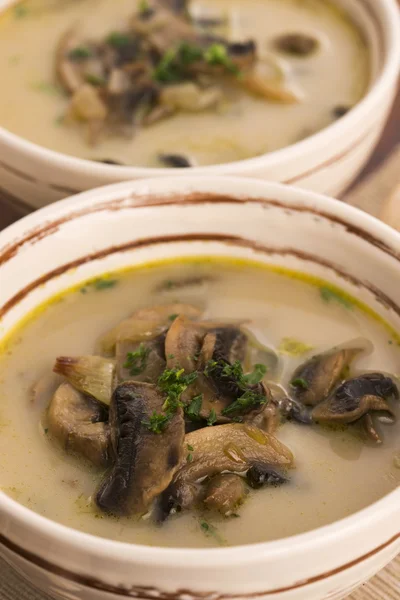 Champignonsoep op een tafel — Stockfoto