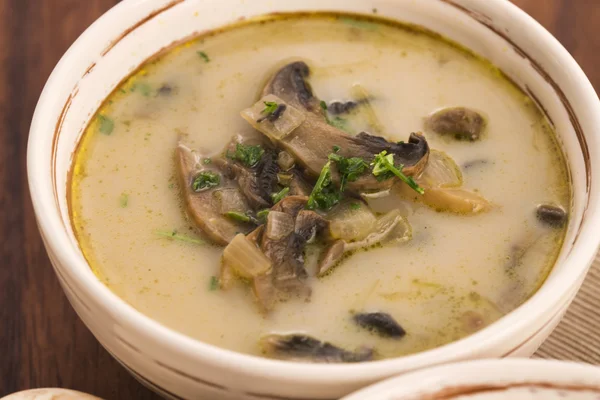 Soupe aux champignons sur une table — Photo