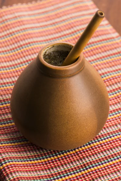 Calabaza y bombilla con yerba mate —  Fotos de Stock