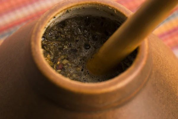 Calabash e bombilla con yerba mate — Foto Stock