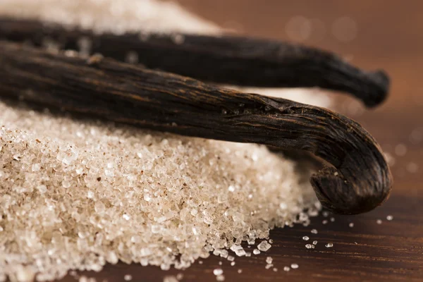 Vaníliás cukrot és vanília bab — Stock Fotó