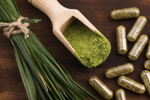 Young barley grass. Detox superfood. — Stock Photo, Image