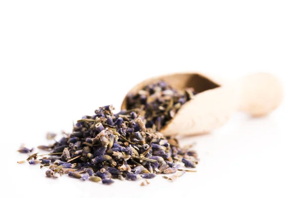 Lavendel kruid Bud bloem thee Heap stapel oppervlakte bovenaanzicht geïsoleerd — Stockfoto