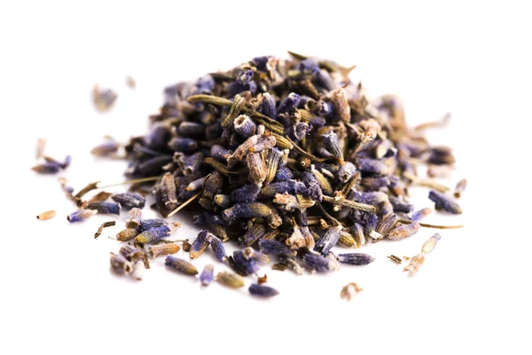 Lavendel kruid Bud bloem thee Heap stapel oppervlakte bovenaanzicht geïsoleerd — Stockfoto