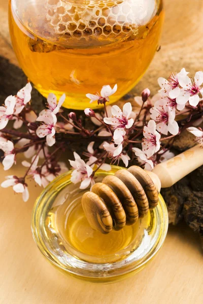 Fresh honey with honeycomb — Stock Photo, Image