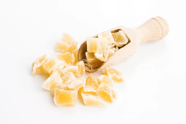 Caramelized ginger candy pieces isolated on white background — Stock Photo, Image