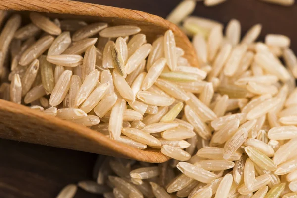 Cuchara de arroz integral de cerca — Foto de Stock