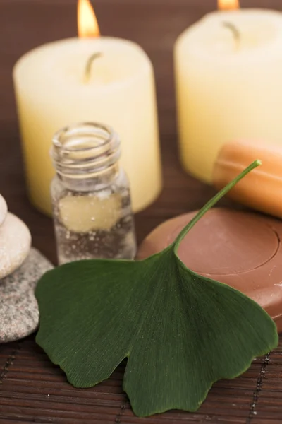 Ginkgo with essential oil — Stock Photo, Image