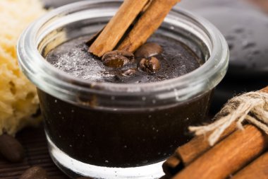 Ev yapımı yüz ve vücut organik tüm doğal kahve bodur (peeling