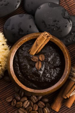 Ev yapımı yüz ve vücut organik tüm doğal kahve bodur (peeling