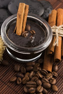 Ev yapımı yüz ve vücut organik tüm doğal kahve bodur (peeling