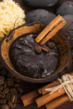 Ev yapımı yüz ve vücut organik tüm doğal kahve bodur (peeling