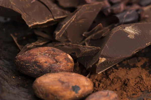 카 카오와 다진된 초콜릿 — 스톡 사진