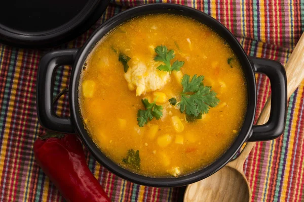 Sopa de pollo y maíz — Foto de Stock