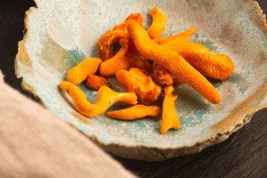 El yapımı Seramik Tabakta Cordyceps Mantarı