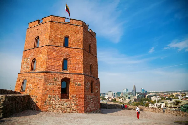 Parte Rimanente Del Castello Superiore Vilnius Torre Dei Gediminas Con — Foto Stock