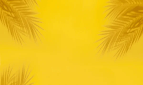 Stíny Žlutém Pozadí Abstraktní Světlé Pozadí Stínů Palmového Listu — Stock fotografie