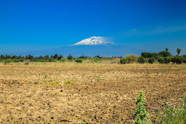 巍峨的大山，西西里岛埃特纳火山 — 图库照片