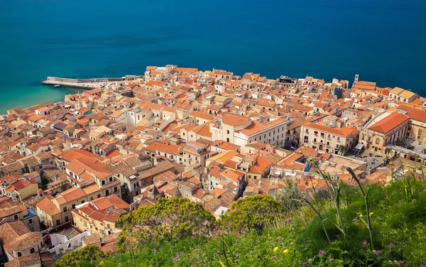 Aerial view of Cefalu old town — Stock Photo, Image
