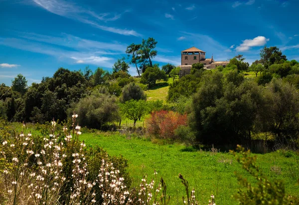 Kır evi ile peyzaj — Stok fotoğraf