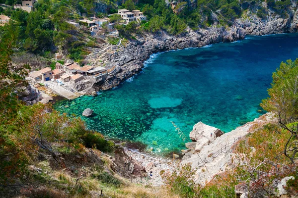 Luftaufnahme des Strandes Cala de deia — Stockfoto