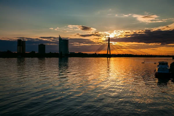 Sunset over the river Daugava — Stock Photo, Image