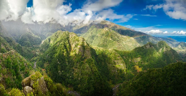 Madeira's peaks from levada Balcoes — Stock Photo, Image