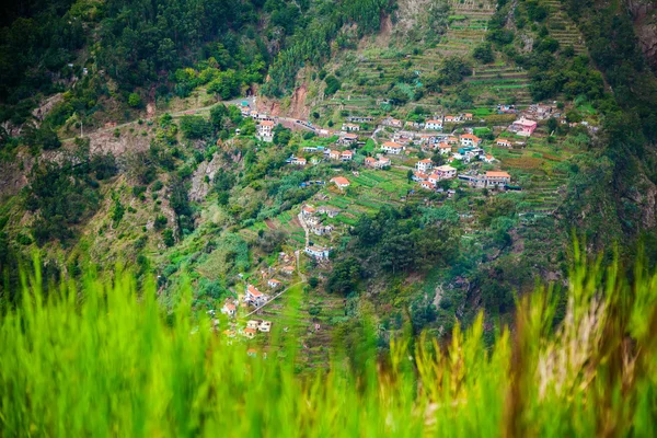 Petites maisons dans village de montagne Curral das Freiras — Photo