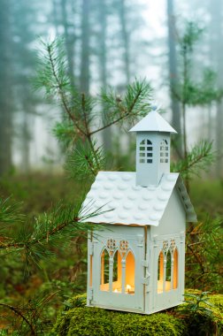 Sisli ormanın içinde şamdan