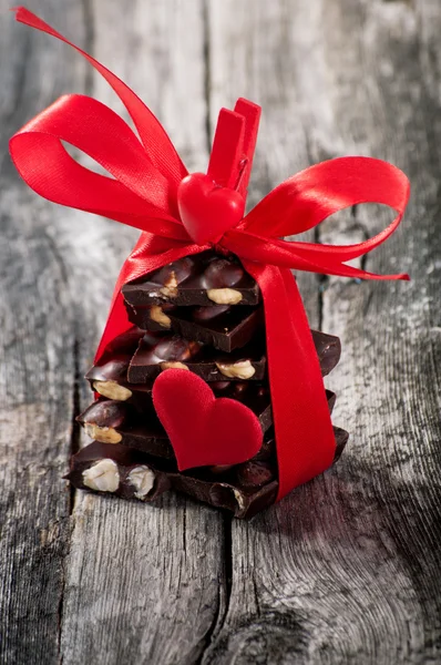 Chocolate on wood — Stock Photo, Image