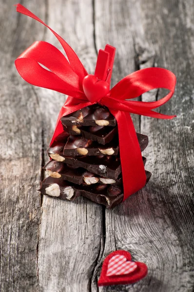 Chocolate on wood — Stock Photo, Image