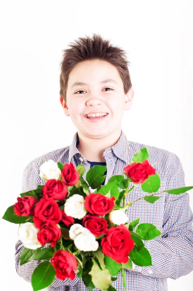 Boy with roses — Stock fotografie