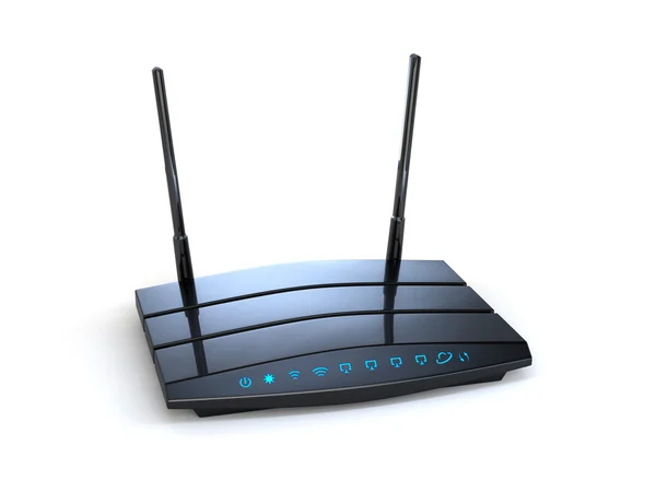 Trådlös wi-fi svart router — Stockfoto