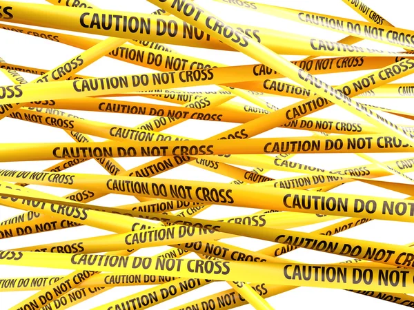 Danger Caution Do Not Cross yellow ribbons — Stock Photo, Image