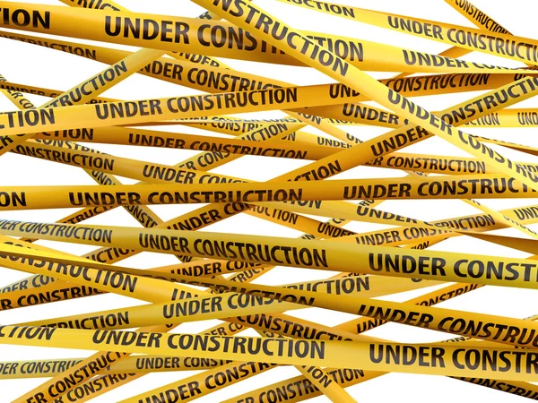 Under construction yellow ribbons — Stock Photo, Image