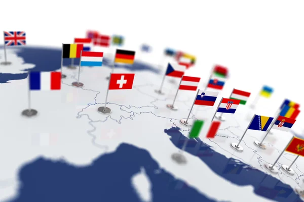 Europe map with countries flags — Stok Foto