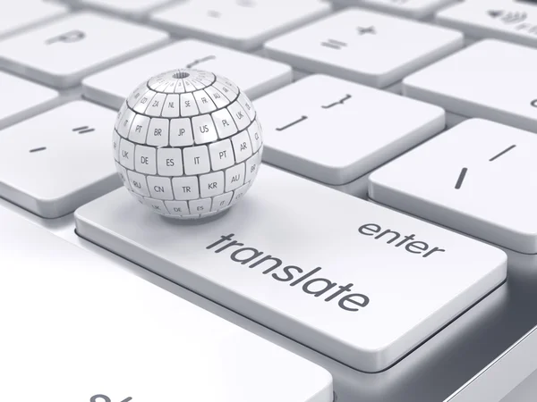 Group translation cubes in the sphere shape on the computer keyb — Stock Photo, Image