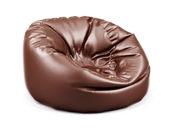 Brunt mjukt läder beanbag isolerade — Stockfoto