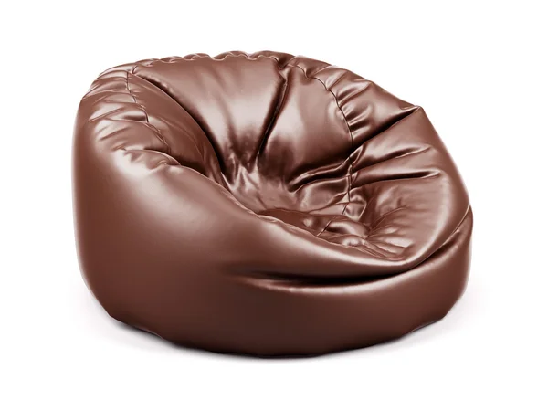 Brown soft leather beanbag isolated Stock Photo