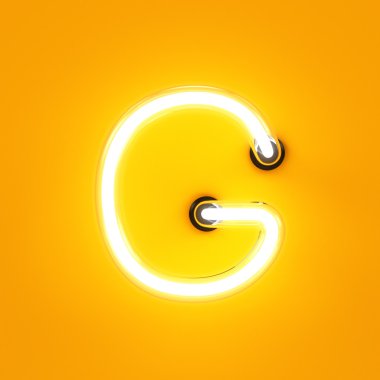 Neon ışık alfabe karakteri G yazı tipi