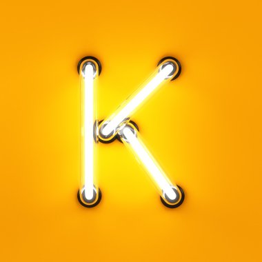 Neon ışık alfabe karakteri K yazı tipi