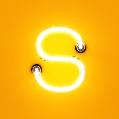Neon ışık alfabe S karakter yazı tipi