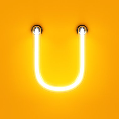 Neon ışık alfabe karakteri U yazı tipi