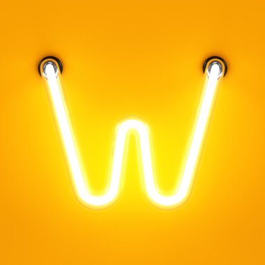 Neon ışık alfabe karakteri W yazı tipi